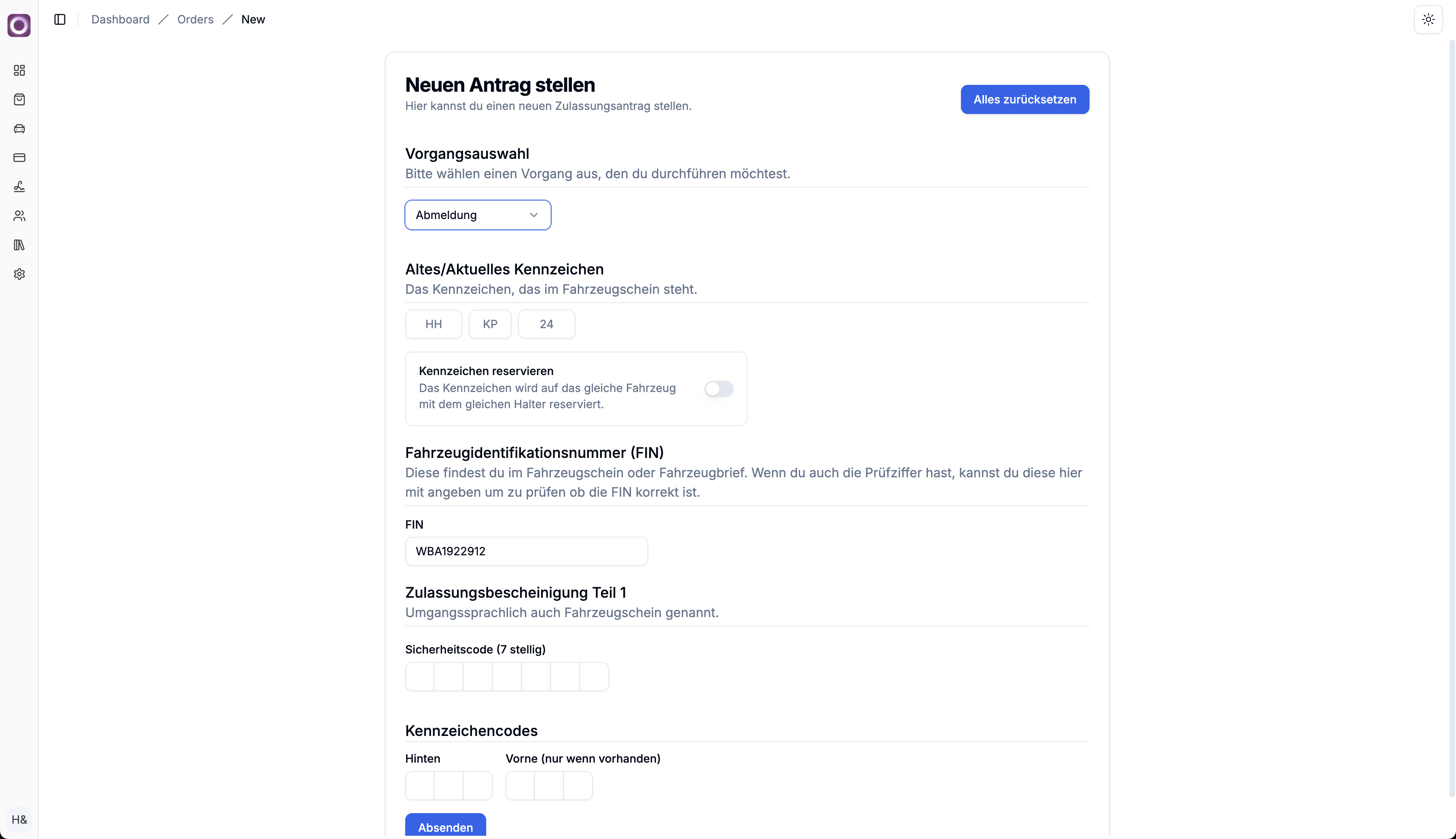 Dashboard Ansicht NextOZ